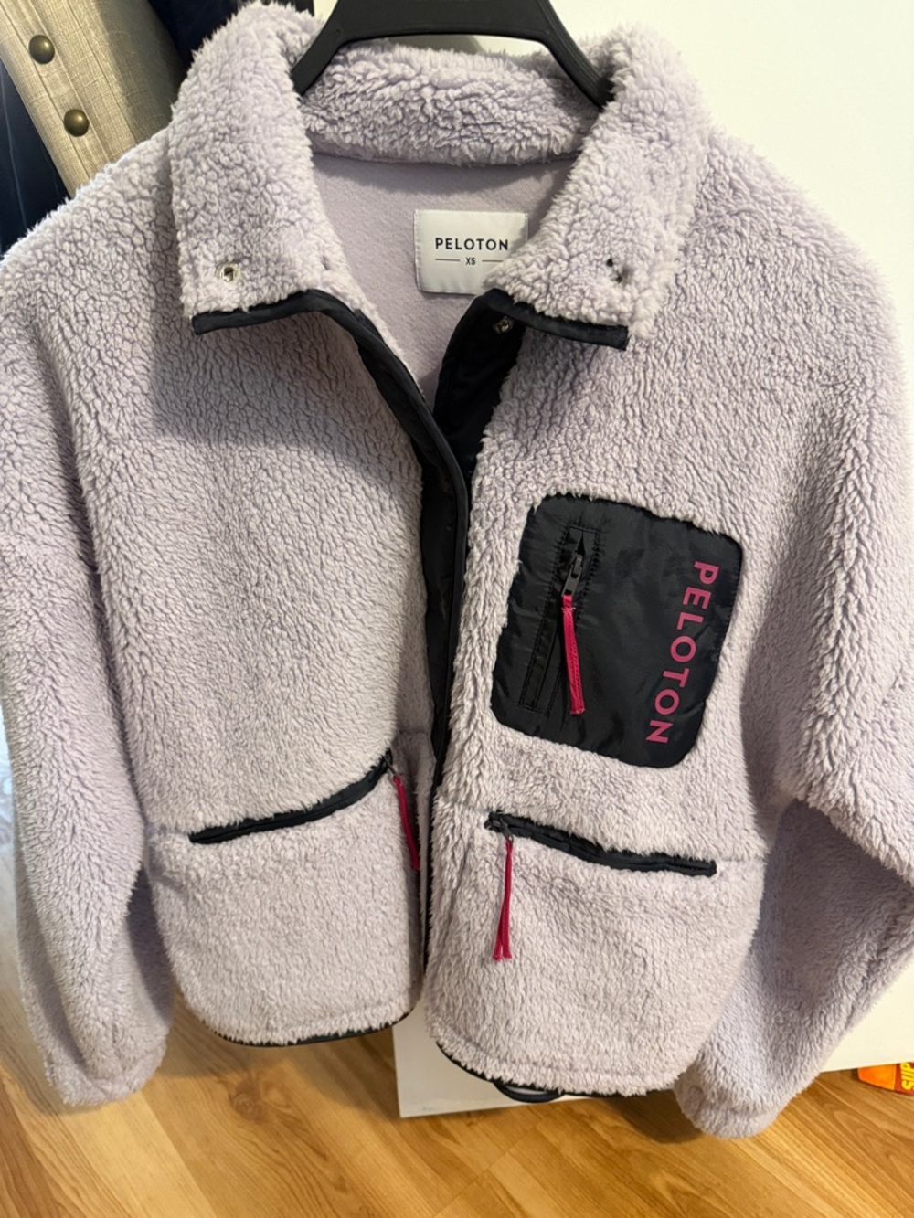 Peloton Lavender Sherpa Jacket with Contrast Pockets size XS